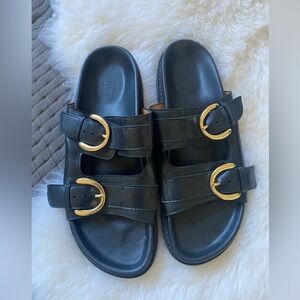 Sezane leather slide sandals